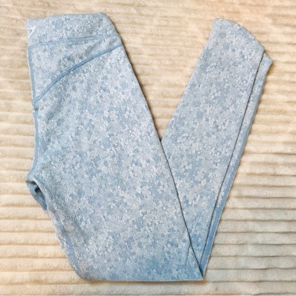 Gymshark Fleur Texture Light Blue Marl Print Leggings Women’s size XS 0 2 Small